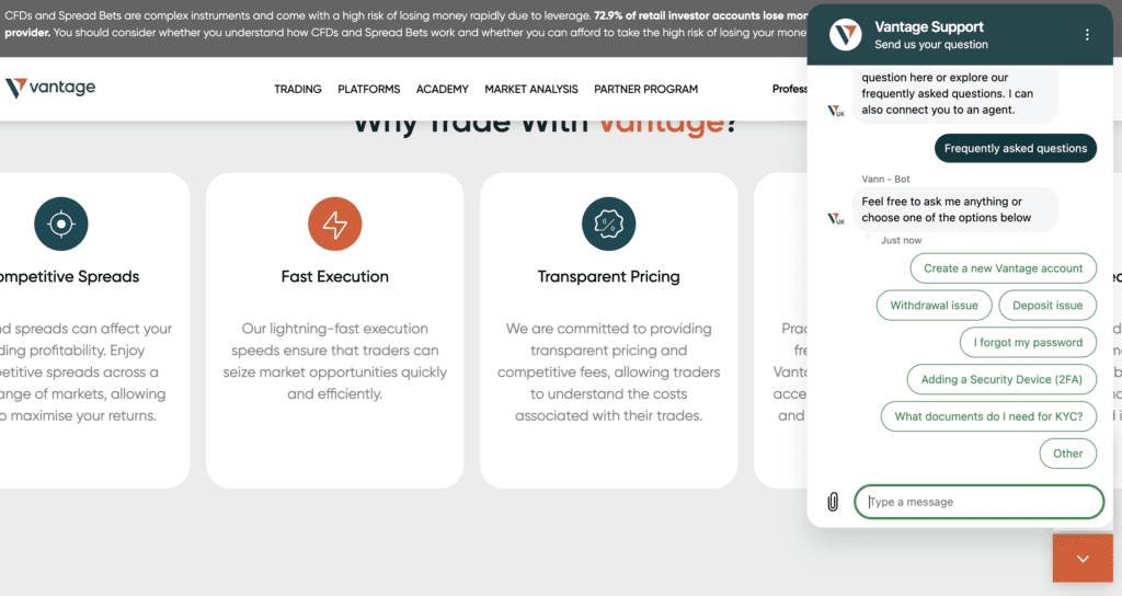 Vantage Markets Chatbot - May 2026