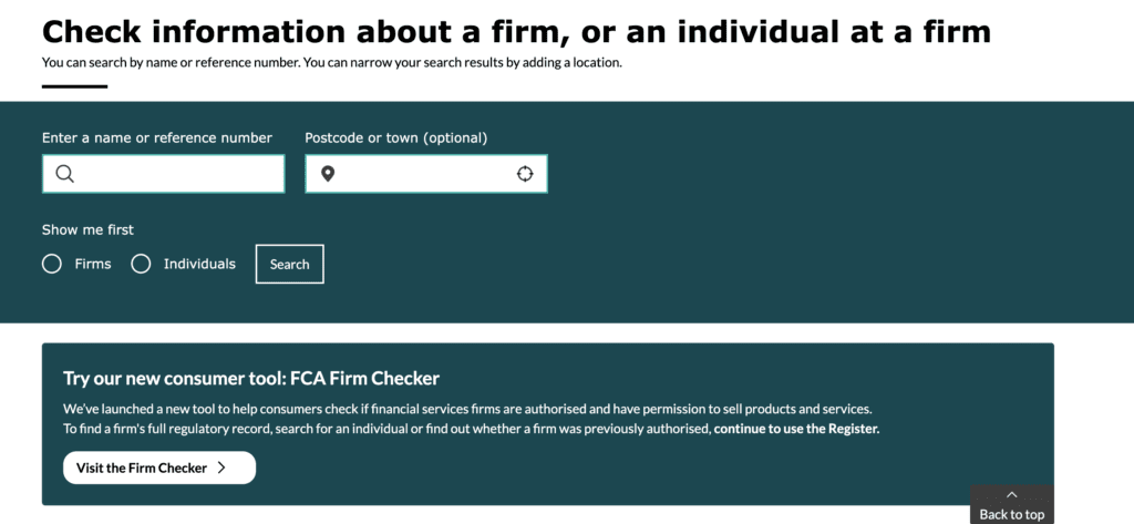 FCA Firm Checker Tool 